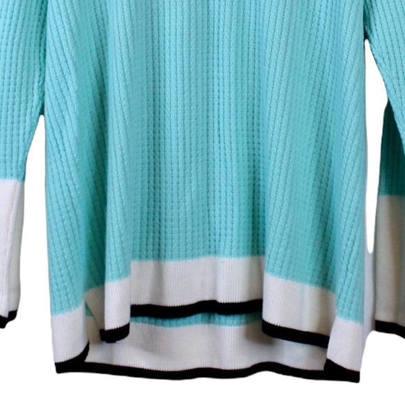 TALBOTS Tunic Cable Knit Sweater in Turquoise Size Large - Picture 3 of 7